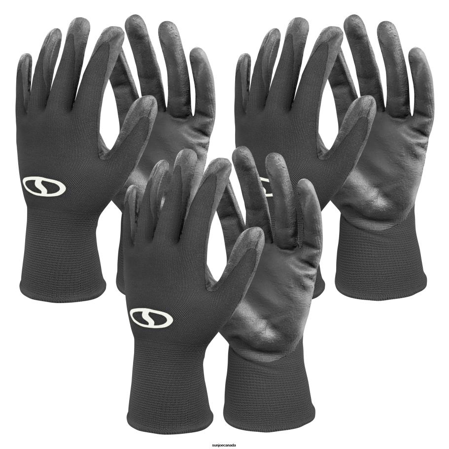 Tools | Sun Joe GGNP-S3-BLK Reusable Nitrile-Palm Gloves | Tactile | Washable | One Size Fits Most | Set of 3 (Black) X862F772