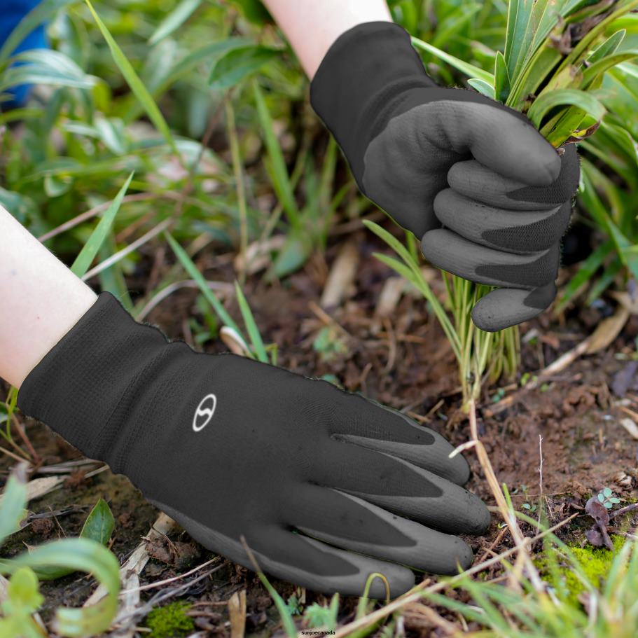 Tools | Sun Joe GGNP-S3-BLK Reusable Nitrile-Palm Gloves | Tactile | Washable | One Size Fits Most | Set of 3 (Black) X862F772