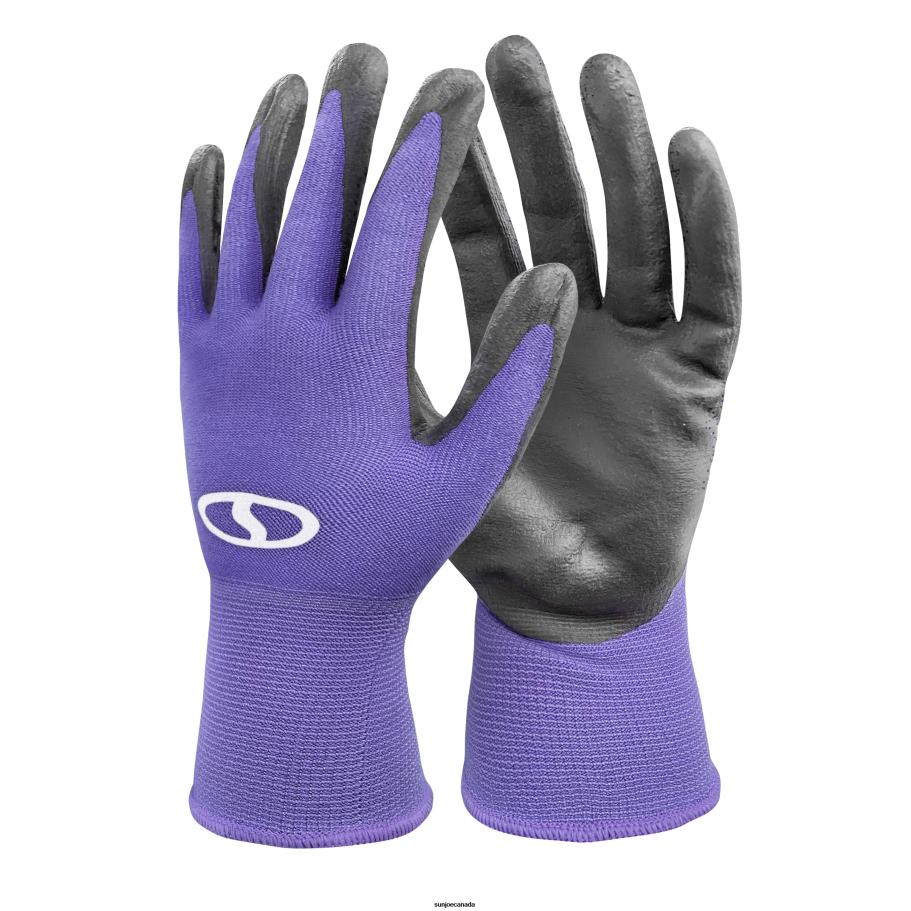Tools | Sun Joe GGNP-S3-PRP Reusable Nitrile-Palm Gloves | Tactile | Washable | One Size Fits Most | Set of 3 (Purple) X862F770