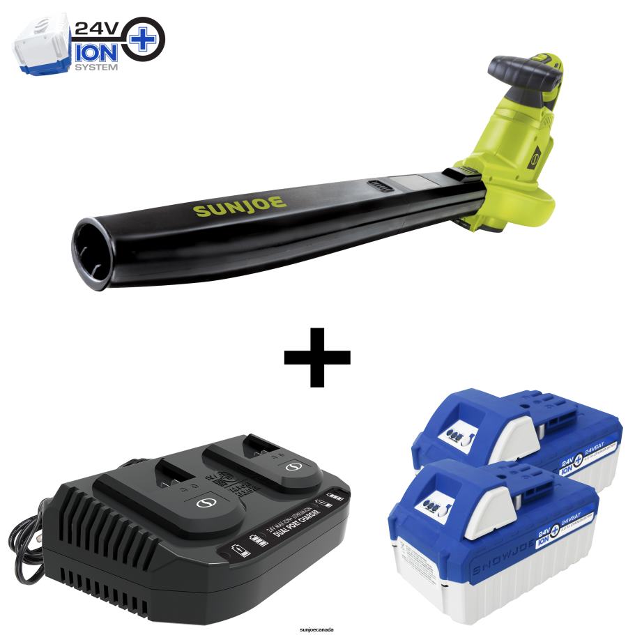 Tools | Sun Joe 24V-X2-BVM190 48-Volt* IONMAX Cordless Leaf Blower Vacuum Mulcher Kit | 190-MPH | 340-CFM | W/ 2 x 4.0-Ah Batteries + Charger X862F204