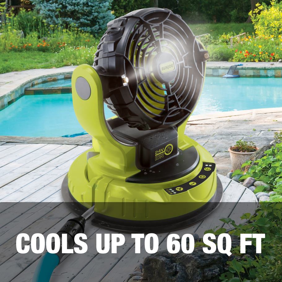 Tools | Sun Joe 24V-MSTFAN-LTE 24-Volt* IONMAX Cordless Indoor/Outdoor Misting Fan Kit W/ 6-Gallon Portable Bucket | 60 Sq. Ft. Coverage | W/ 2.0-Ah Battery + Charger X862F189