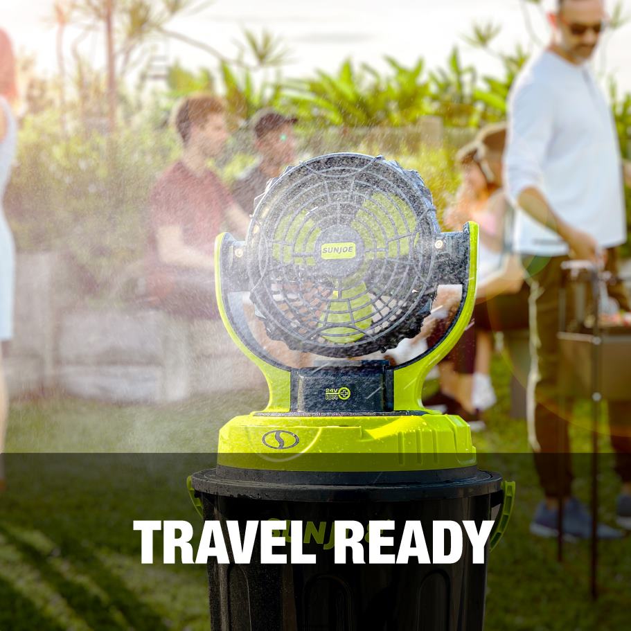 Tools | Sun Joe 24V-MSTFAN-LTE 24-Volt* IONMAX Cordless Indoor/Outdoor Misting Fan Kit W/ 6-Gallon Portable Bucket | 60 Sq. Ft. Coverage | W/ 2.0-Ah Battery + Charger X862F189