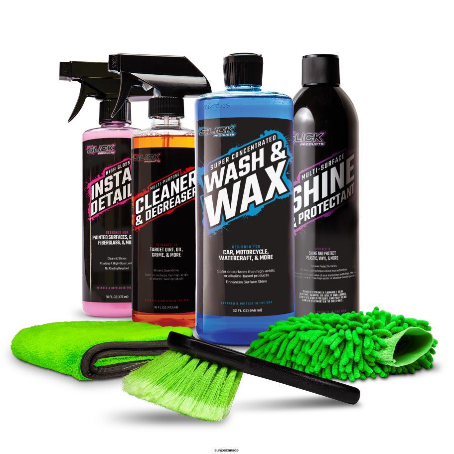 Tools | Sun Joe Slick Products SP1272 Street Starter Bundle | w/ Wash & Wax Concentrate, Cleaner & Degreaser, Shine & Protectant, Instant Detailer, and 3 Cleaning Accessories X862F437