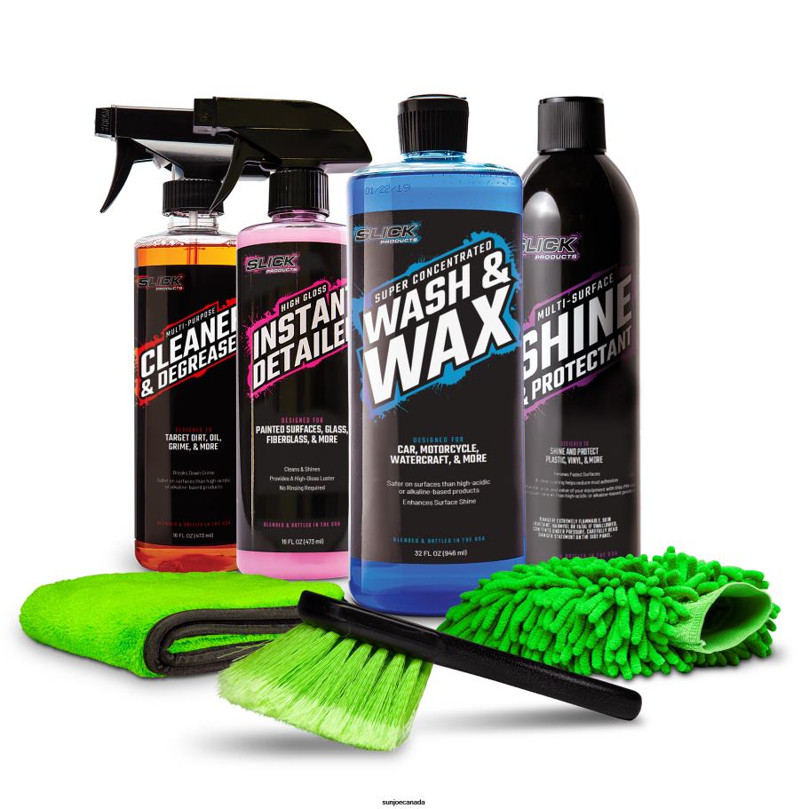 Tools | Sun Joe Slick Products SP1273 Watercraft Starter Bundle | w/ Wash & Wax Concentrate, Cleaner & Degreaser, Shine & Protectant, Instant Detailer, and 3 Cleaning Accessories X862F441