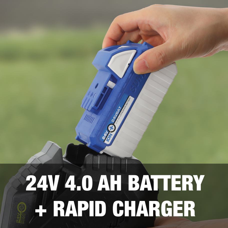 Tools | Sun Joe 24V-ST14B 24-Volt* IONMAX Cordless Dual-Line String Trimmer Kit | 14-inch | 2-Speed | Brushless Motor | W/ 4.0-Ah Battery + Quick Charger X862F196