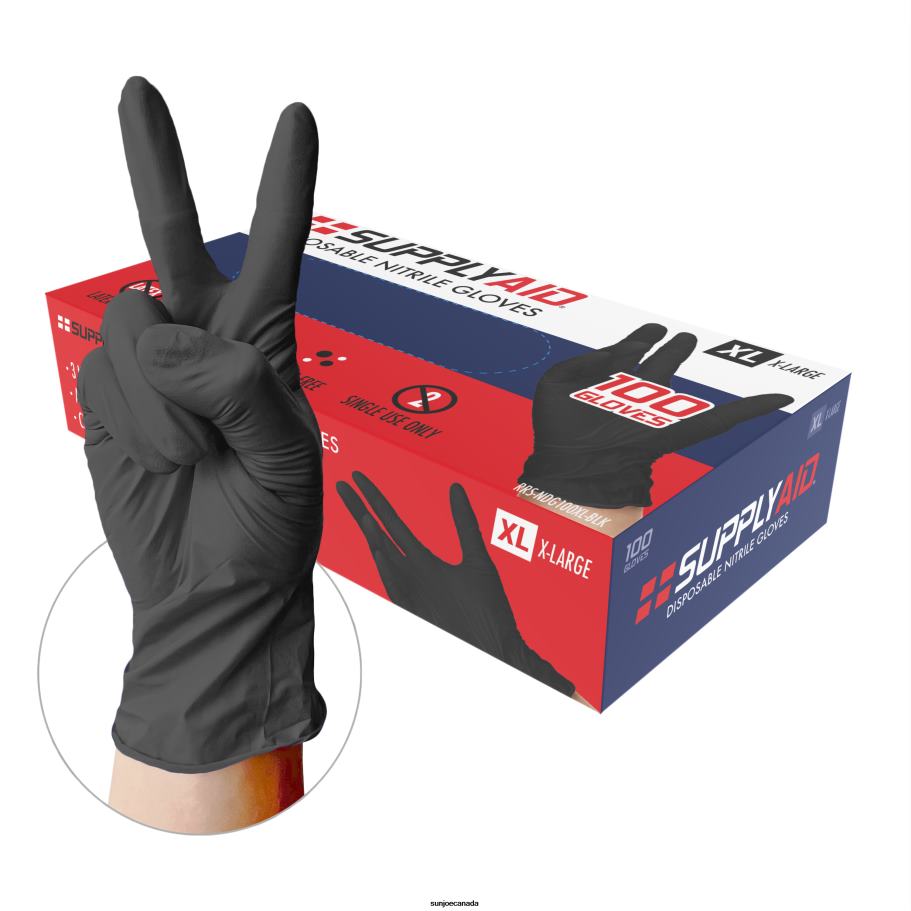 Tools | Sun Joe SupplyAID Nitrile Disposable Gloves Powder-Free | 200-Count Bundle | Black | Extra Large X862F870