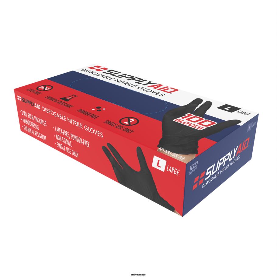 Tools | Sun Joe SupplyAID Nitrile Disposable Gloves Powder-Free | 200-Count Bundle | Black | Large X862F517