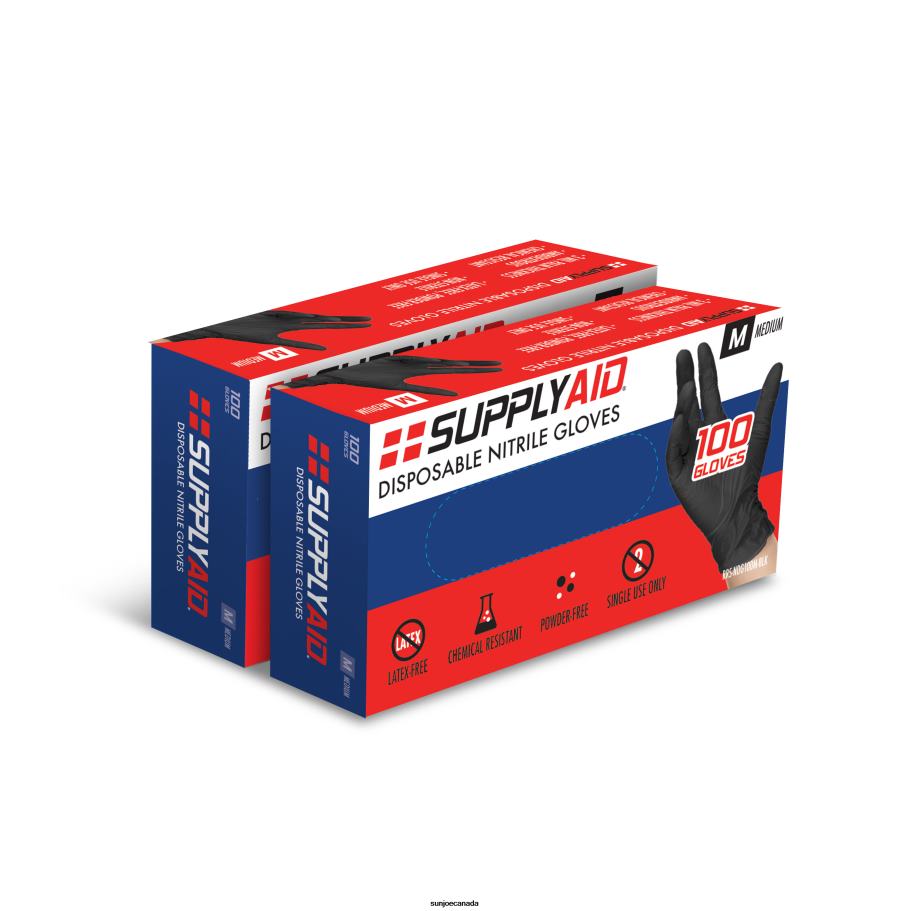 Tools | Sun Joe SupplyAID Nitrile Disposable Gloves Powder-Free | 200-Count Bundle | Black | Medium X862F869