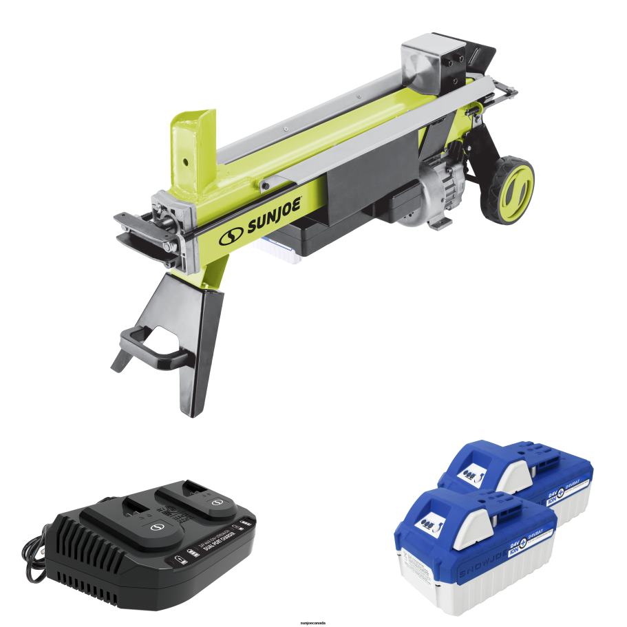 Tools | Sun Joe 24V-X2-LS6T 48-Volt* IONMAX Cordless Hydraulic Log Splitter | 1800 Watts & 2900 PSI | 6 Ton Splitting Force | W/ 2 x 4.0-Ah Batteries + Dual Port Charger X862F761