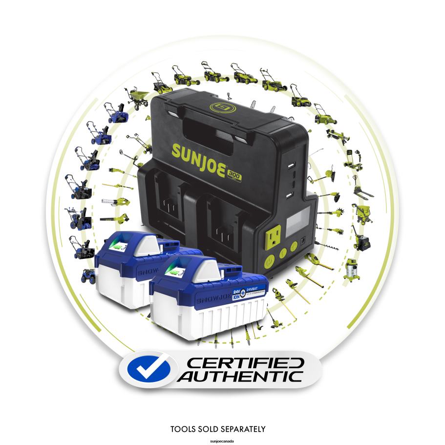 Tools | Sun Joe Snow Joe + CERTIFIED AUTHENTIC Ultimate 24-Volt* Charging Bundle | Power Station + 2 x 4.0-Ah Batteries X862F716