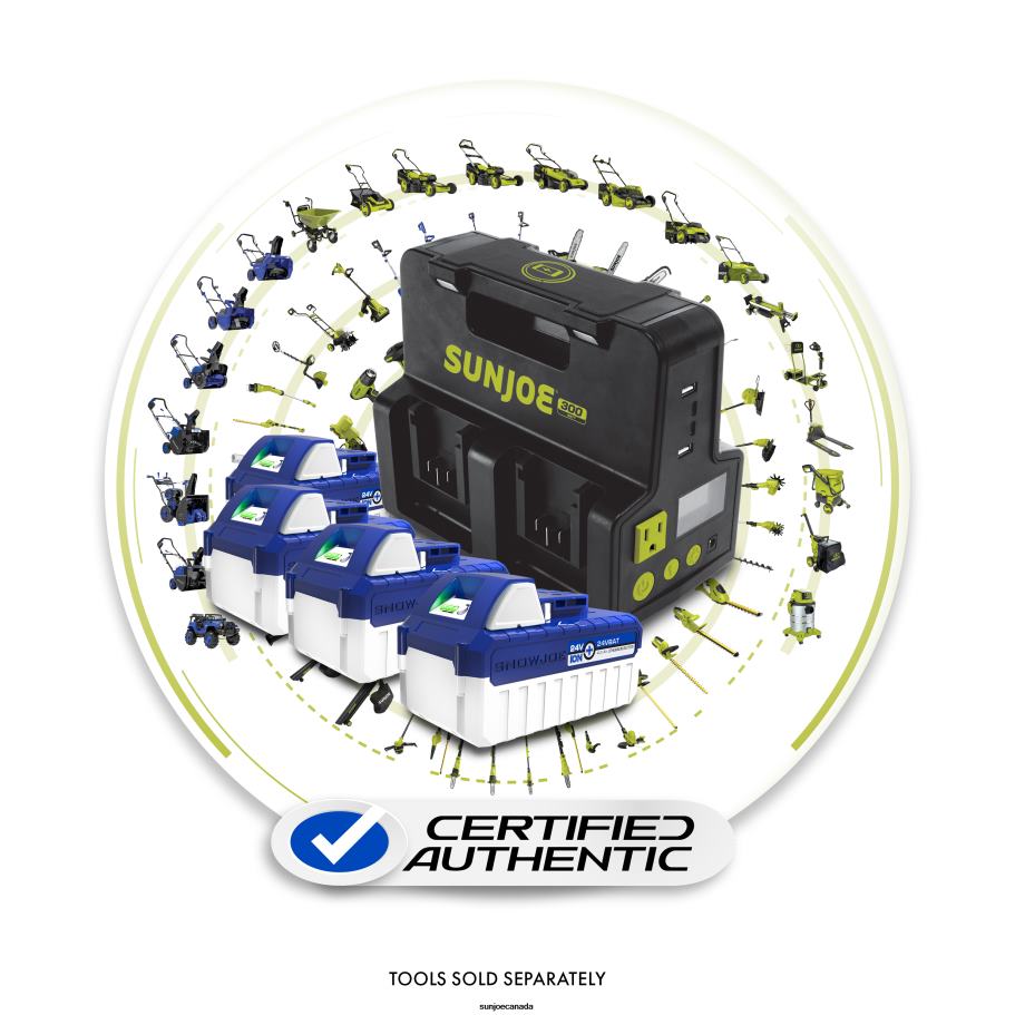 Tools | Sun Joe Snow Joe + CERTIFIED AUTHENTIC Ultimate 24-Volt* Charging Bundle | Power Station + 4 x 4.0-Ah Batteries X862F717