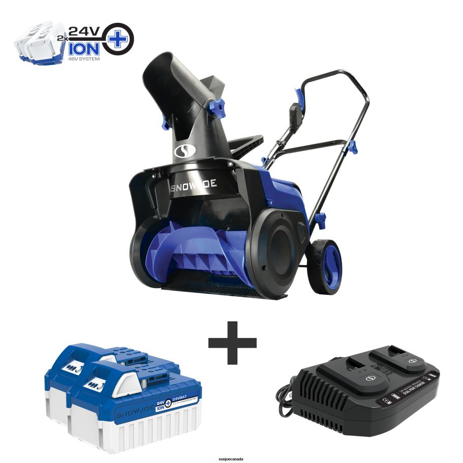Tools | Sun Joe Snow Joe 24V-X2-SB15 48-Volt* IONMAX Cordless Single-Stage Snow Blower Kit | 15-inch | Brushless 750W Motor | W/ 2 x 4.0-Ah Batteries + Dual Port Charger X862F75